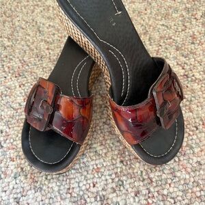 Donald J. Pliner Women's Patent Tortoise-Bronze-Natural Slide Wedges